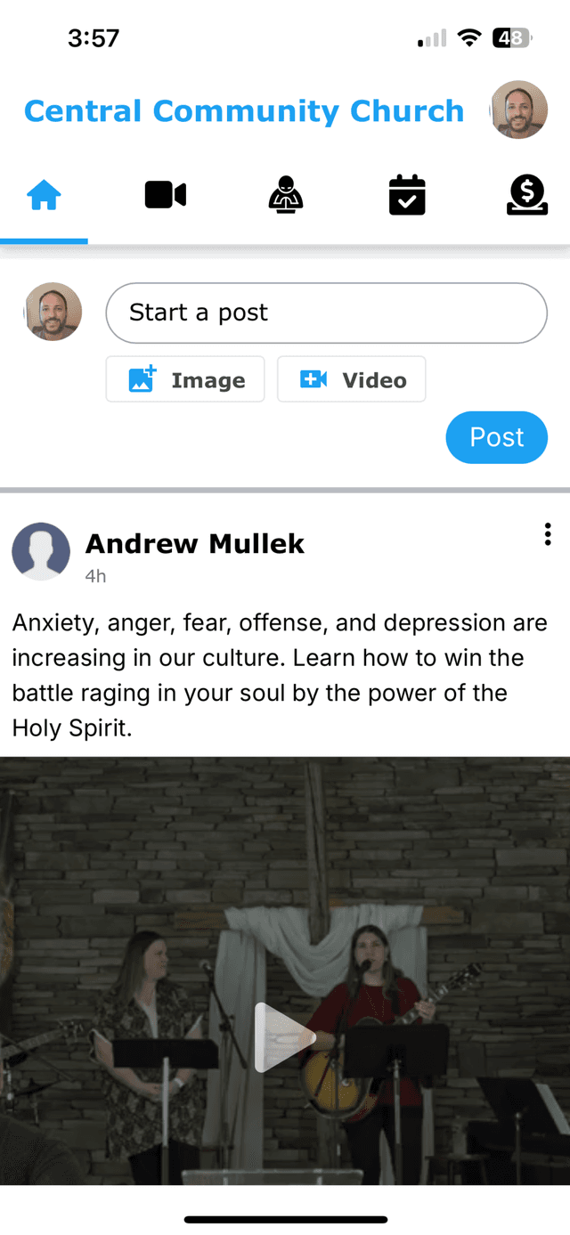 Church App - Home Screen